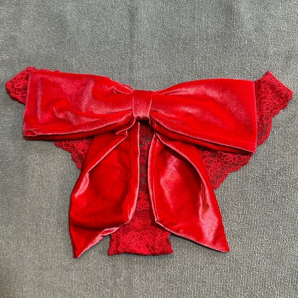 Victoria’s Secret Lace and Velvet Bow Cheekini Panty Size Medium - Picture 1 of 6